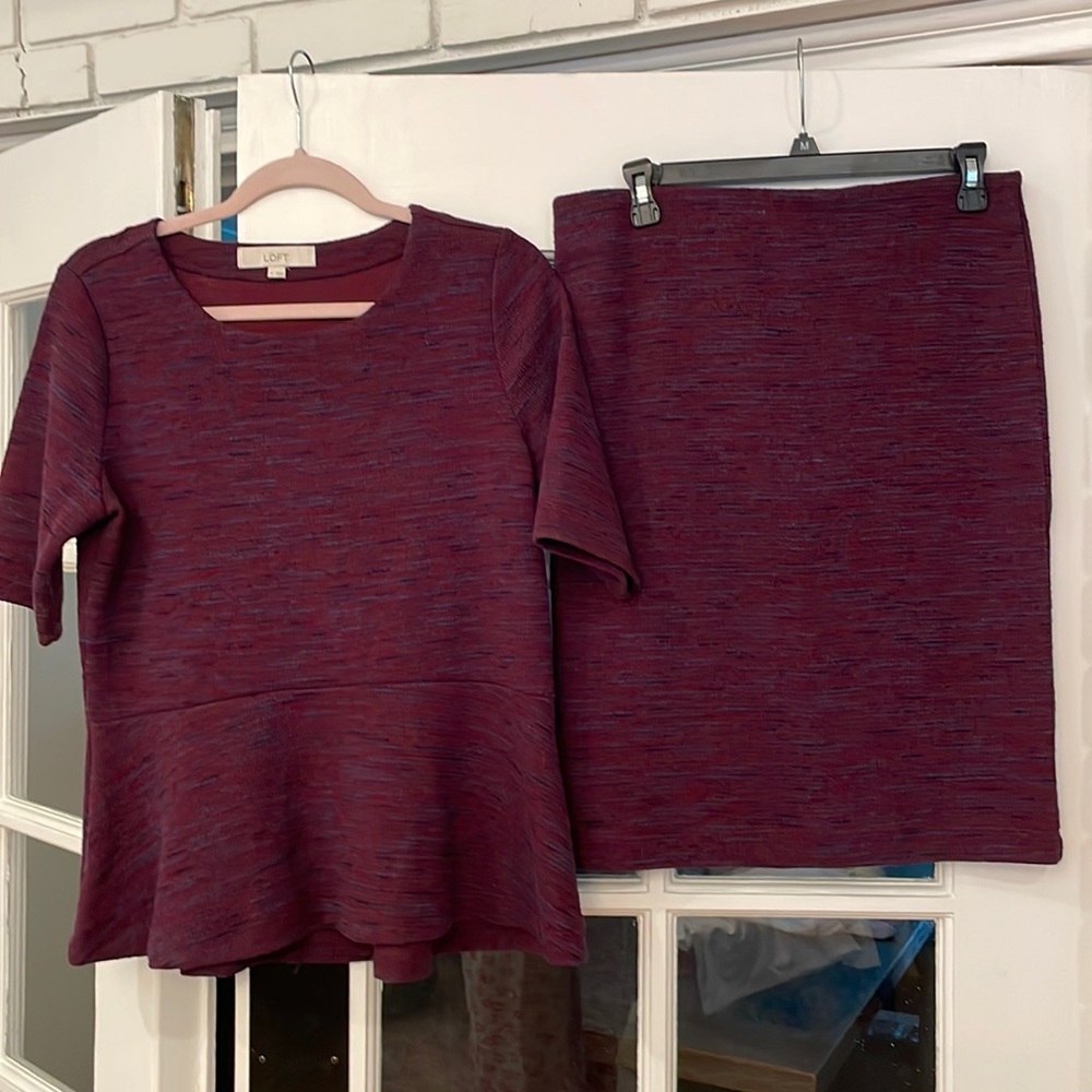 Loft peplum 2piece set/ dark purple/ size medium